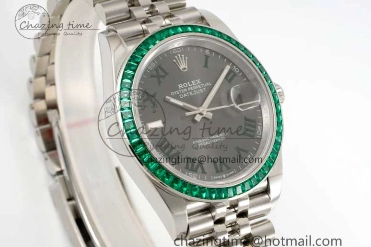 Marker Steel 41mm Diamonds on Arabic Best Dial Jubilee Gray 1:1 904L SA3235 Green Bracelet Bezel Edition DateJust DIWF 0329